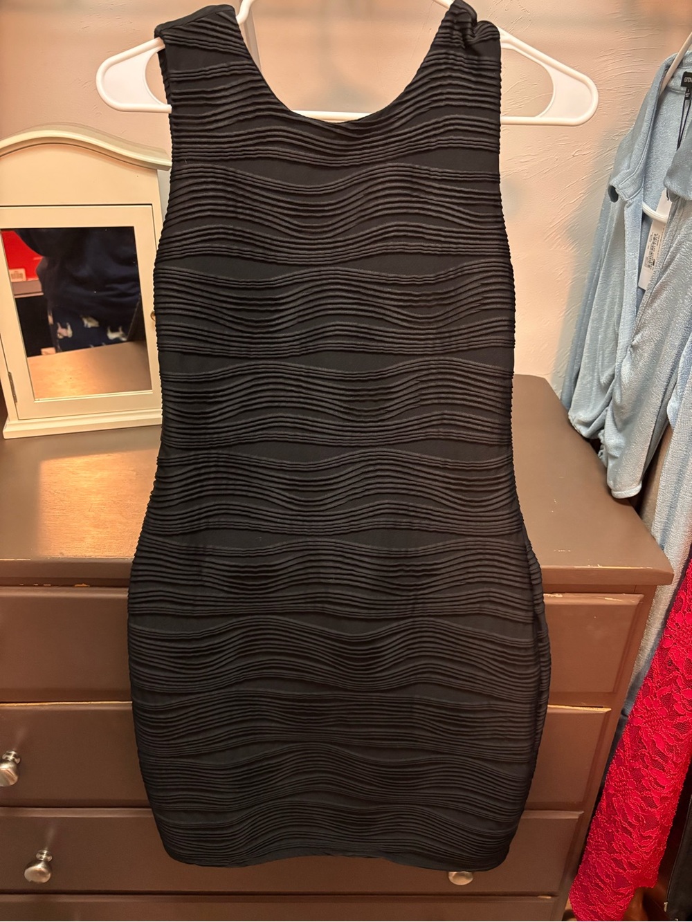 Classic Textured Black Sheath Dress